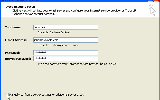 Auto account setup